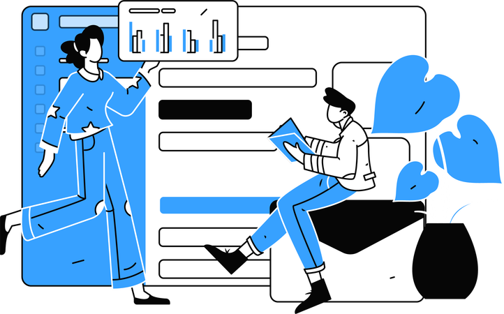 Team analyzing data  Illustration