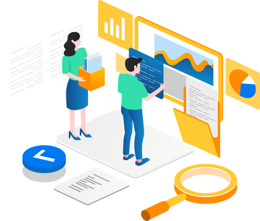 Team analyzing data  Illustration