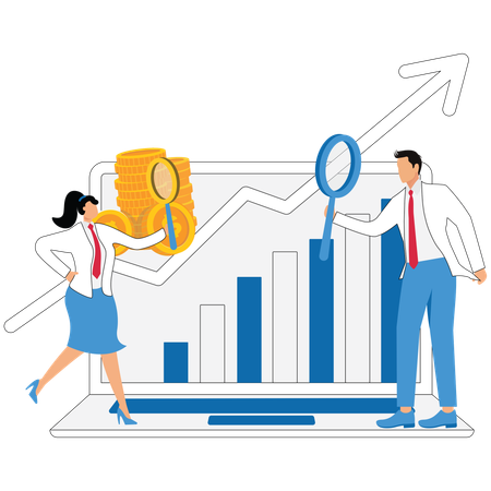 Team analyzing Financial investment graph  Illustration