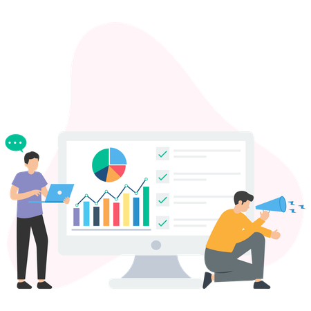 Team Analyzing Market Report  Illustration