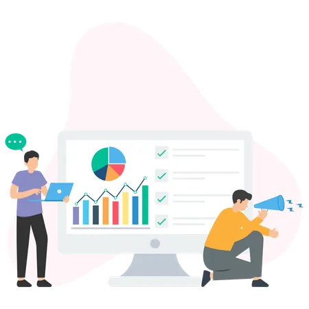 Team Analyzing Market Report  Illustration