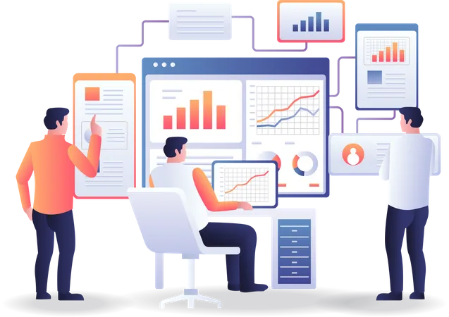 Analyse der Geschäftsinvestitionen aus Teamsicht  Illustration