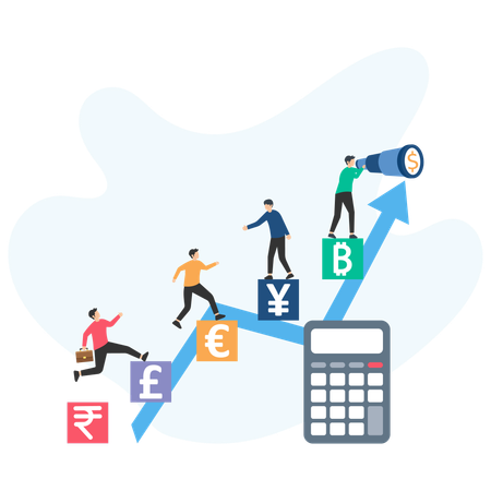 Team arbeitet an Cashflow-Management  Illustration