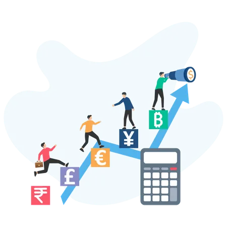 Team arbeitet an Cashflow-Management  Illustration