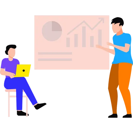 Team arbeitet an Analysediagramm  Illustration