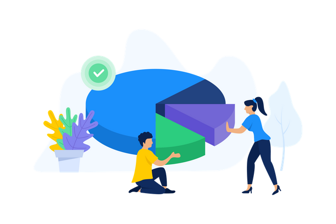 Team, das an der Datenanalyse arbeitet  Illustration