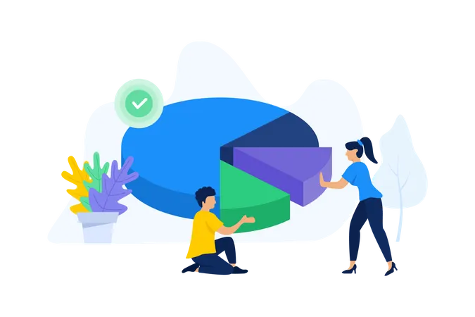 Team, das an der Datenanalyse arbeitet  Illustration