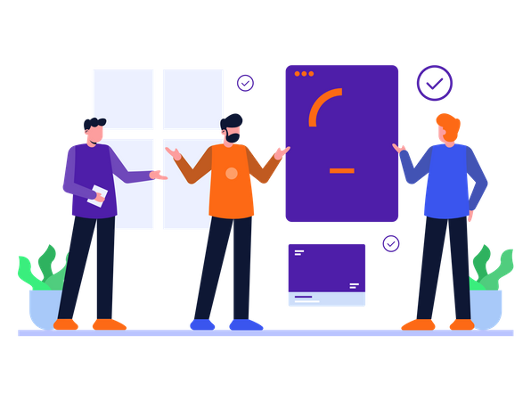 Team, das an der Datenanalyse arbeitet  Illustration