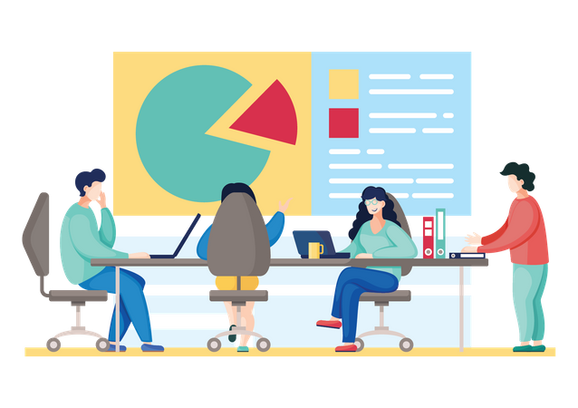 Team, das an der Datenanalyse arbeitet  Illustration