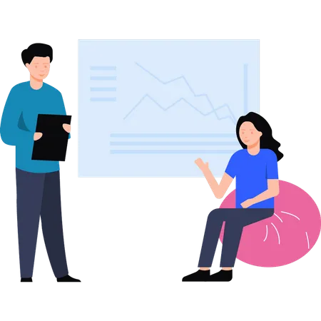 Team, das an der Datenanalyse arbeitet  Illustration