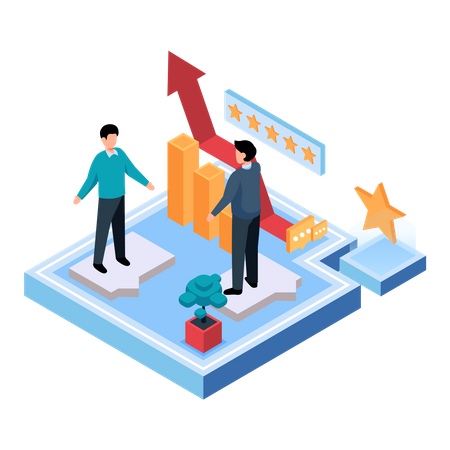 Team arbeitet an der Analyse von Wachstumsdaten  Illustration