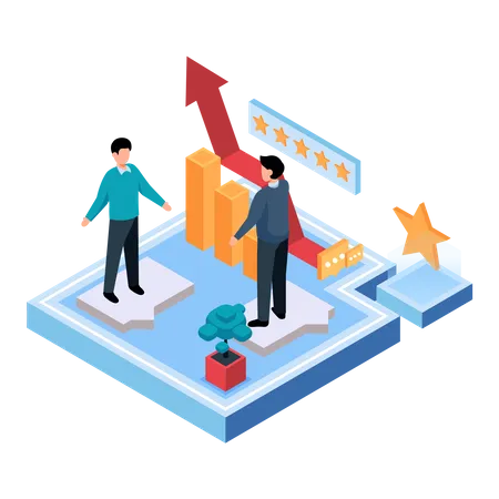 Team arbeitet an der Analyse von Wachstumsdaten  Illustration