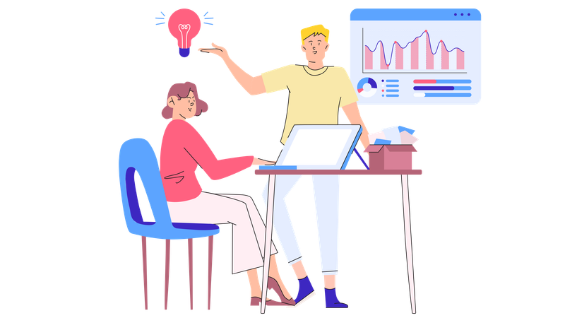 Team arbeitet an kreativer Idee  Illustration