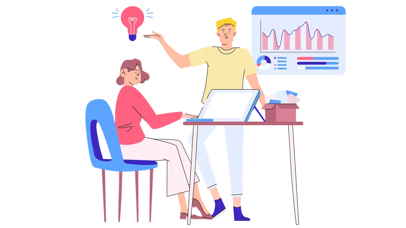 Team arbeitet an kreativer Idee  Illustration
