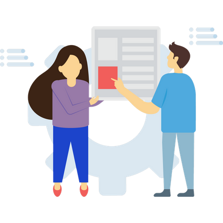 Team arbeitet an Geschäftsdokument  Illustration