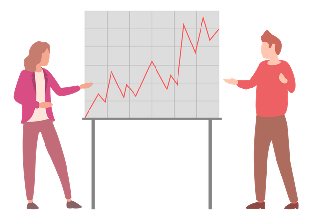 Team arbeitet an Wachstumsanalyse  Illustration