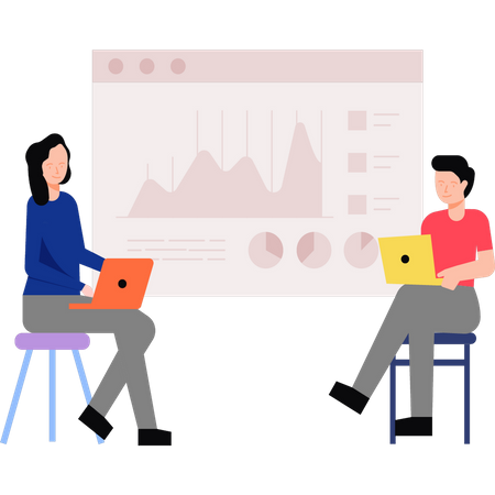 Team arbeitet gemeinsam an der Datenanalyse  Illustration