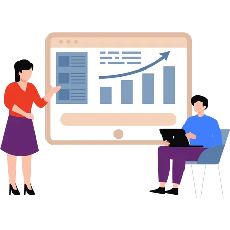 Team are working on the statistics graph  Illustration