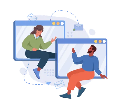 Team attending online meeting  Illustration