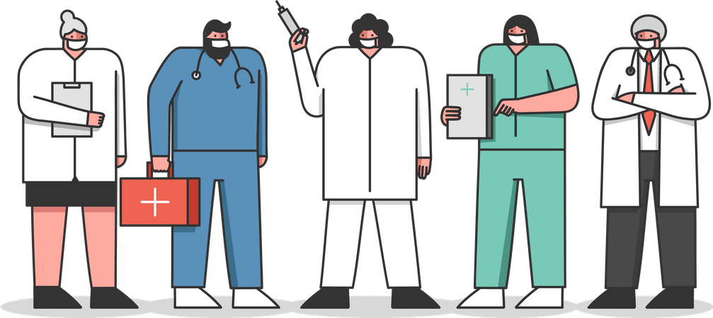 Team von professionellem Gesundheitspersonal  Illustration