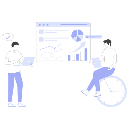 Team aziendale con traguardi del progetto  Illustration