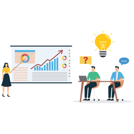 Team Brainstorming Session on market analysis  Illustration