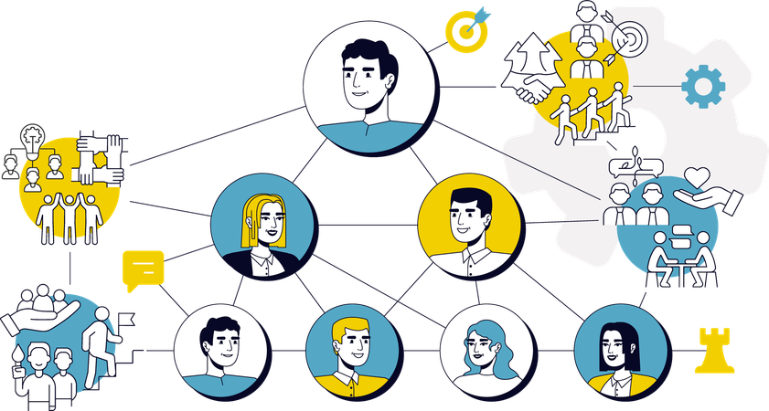 Team building and team network  Illustration