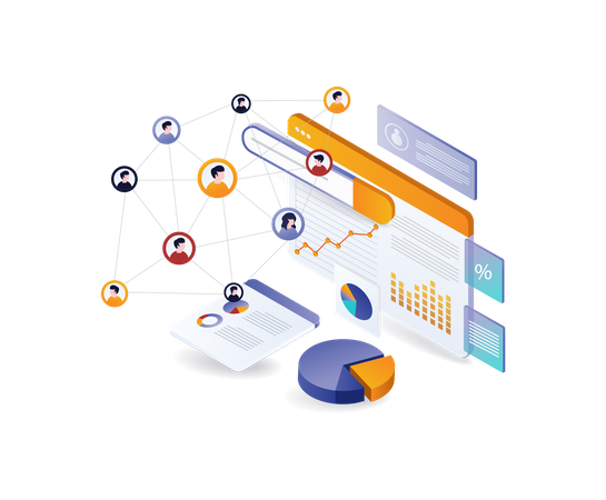 Team business network analysis  Illustration