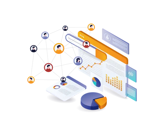 Team business network analysis  Illustration