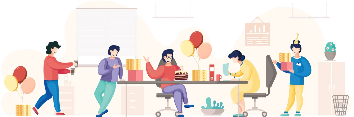 Team celebrates company anniversary  Illustration
