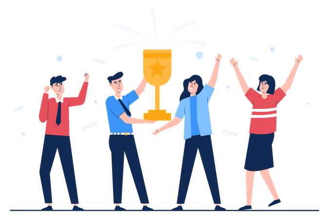 Team celebrating business success Illustration