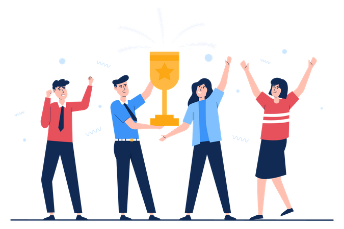 Team celebrating business success  Illustration