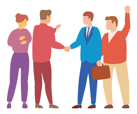 Team celebrating successful business deal  Illustration