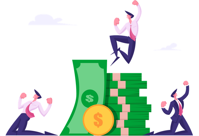 Team celebrating successful business deal  Illustration