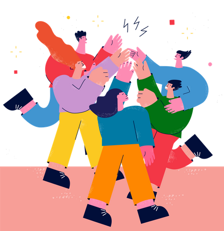 Team celebrating victory Illustration