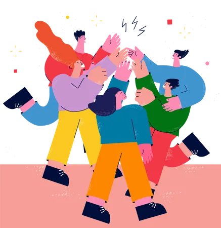Team celebrating victory  Illustration