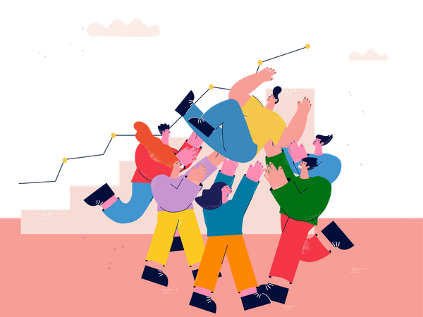 Team celebrating victory  Illustration