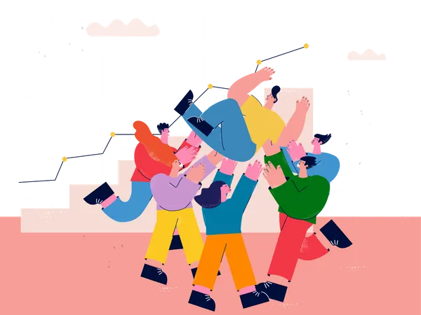 Team celebrating victory  Illustration