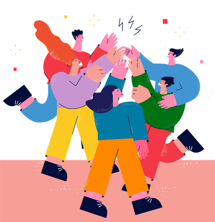 Team celebrating victory  Illustration