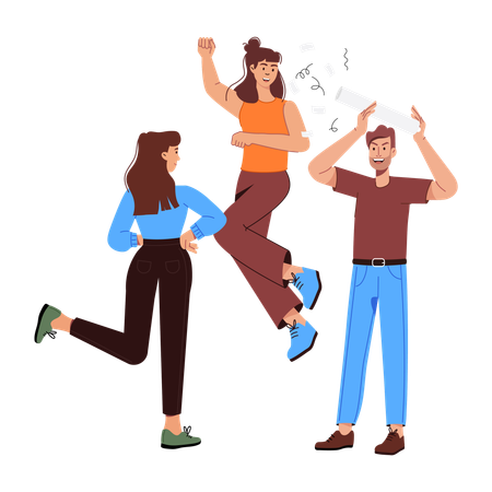 Team Celebrating Victory  Illustration