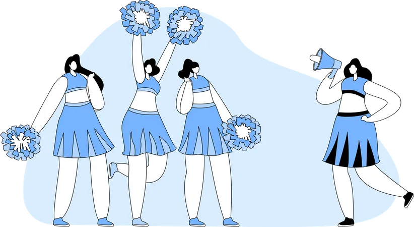 Team cheerleaders performing at an event  Illustration