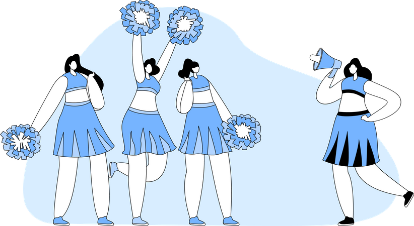 Team cheerleaders performing at an event  Illustration