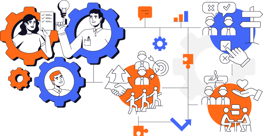 Team collaboration and team communication  Illustration
