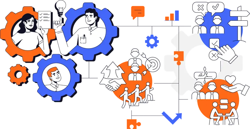 Team collaboration and team communication  Illustration