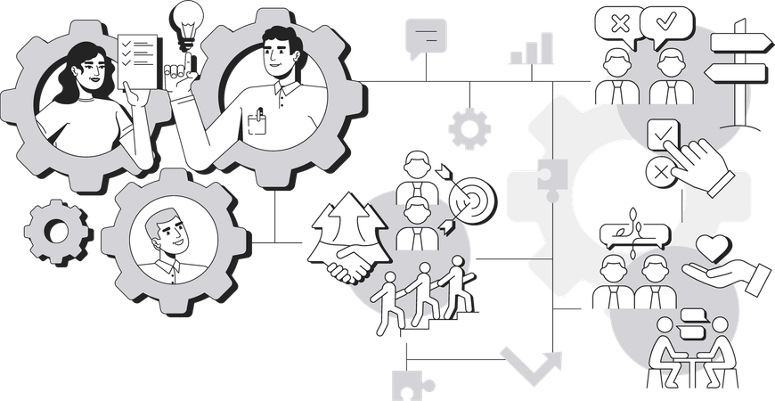 Team collaboration and team communication  Illustration