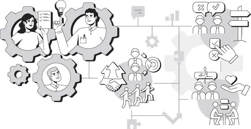 Team collaboration and team communication  Illustration