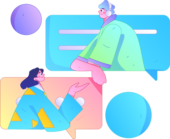 Team communicating online  Illustration