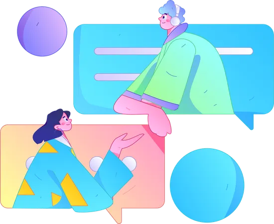 Team communicating online  Illustration