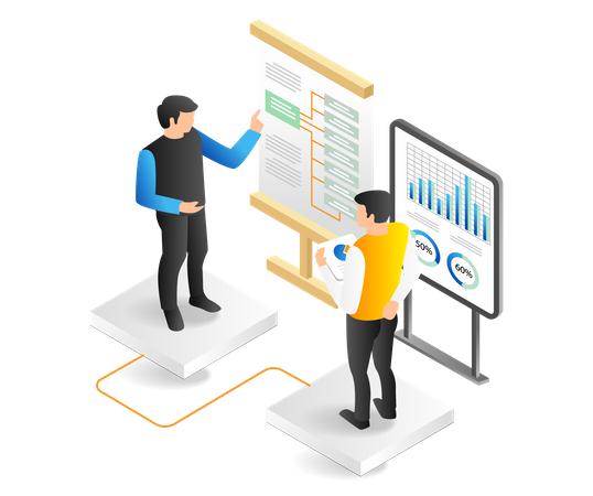 Team composing business growth branches  Illustration