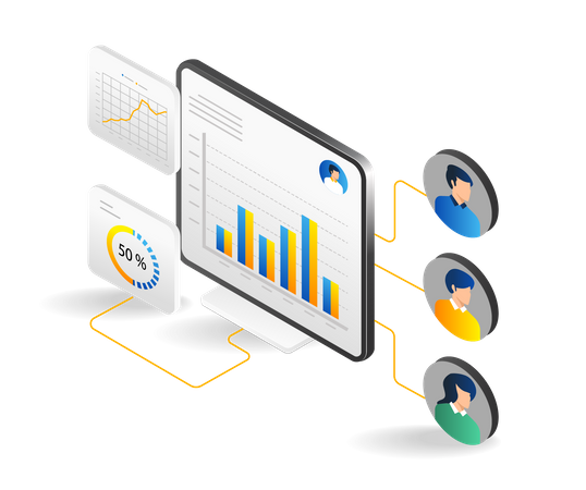 Team Computer Data Analysis  Illustration